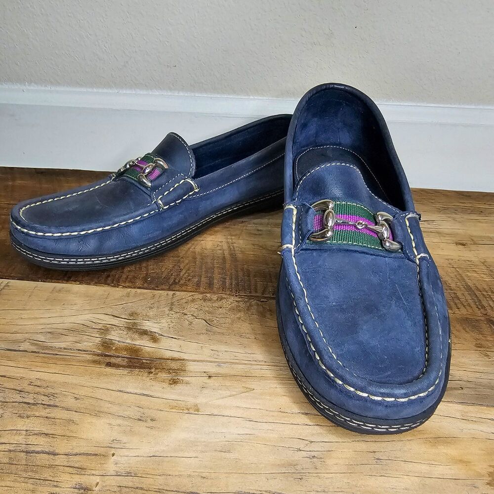 Handsewn Company Men's Blue Leather Horse bit Driving Loafer Size 8 1/2 M